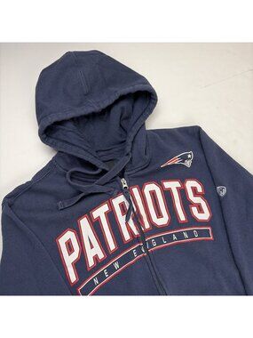 New England Patriots Hoodie Mens M Navy Blue Full Zip NFL Sleeve Hit Hands High